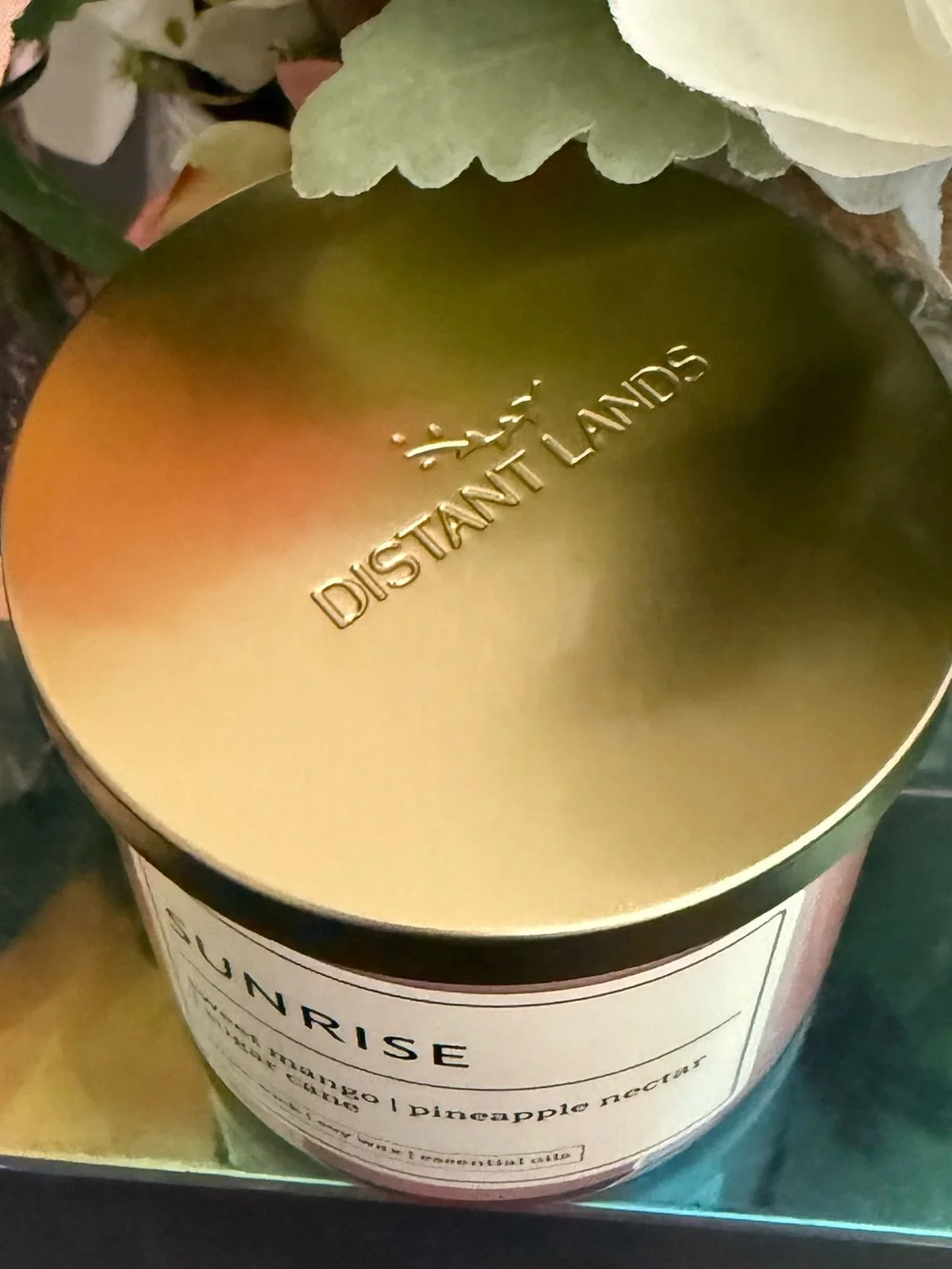 🆕🥭 DISTANT LANDS “SUNRISE” 3-WICK SCENTED SOY WAX CANDLE. BRAND NEW.